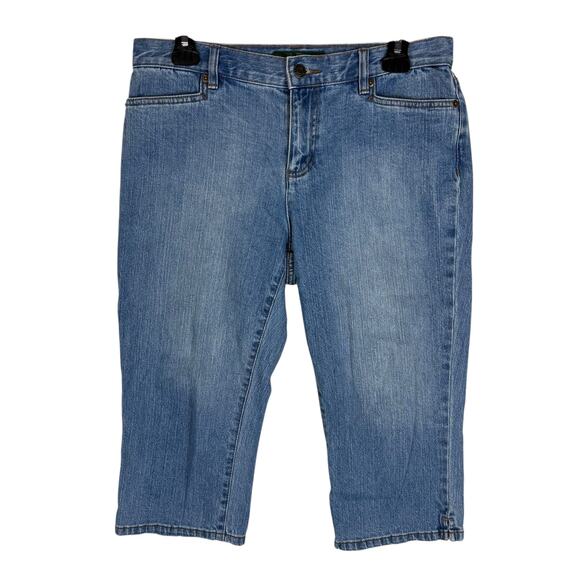 Lauren Ralph Lauren Denim - Lauren Ralph Lauren Capri Jean Women 8 Petite Blue Denim Stretch Classic Midcalf